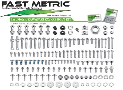 156pcKX KXF KAWASAKI Hardware kit KX60 KX65 KX85 KX125 KX250 KX500 KX250F KX450F - Image 1 of 4