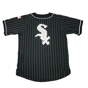 Vintage Chicago White Sox Starter Jersey Shirt 90s Medium Black Pinstripe Signed - Picture 1 of 9