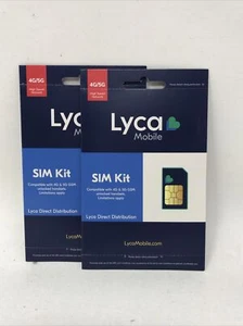 Lot of 2-Lycamobile 4G/5G SIM Card 3 in 1 Standard / Micro/ Nano - Picture 1 of 5