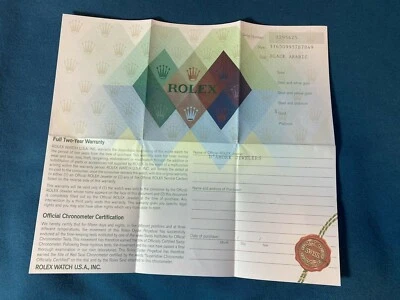 Rolex Certificato Garanzia Per Z Seriale Daytona 116509 - Immagine 1 di 4