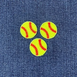 Confezione 3 Patch Applique Softball - Distintivo Palla Ricamato Mini Squadra Sportiva 1" - Foto 1 di 2