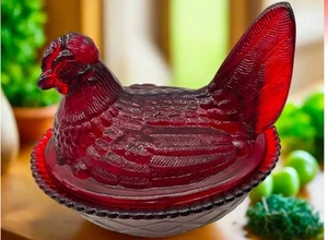 Westmoreland Ruby Red Split Tail Hen On Nest Rosso Mold - Picture 1 of 1