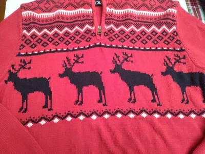 Suéter de Navidad Nórdico Chaps Para Hombre L Reno 1/4 Cremallera Usado  Foto 1 de 4