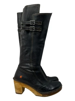 Vtg ART. The Art Company Knee-High Boots Women's Size 10 US 41 EU Black Leather - Image 1 of 4