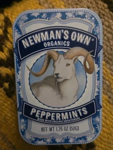Newman's Own Organics Peppermints Mints TIN - Empty Nice OOP  - Picture 1 of 3