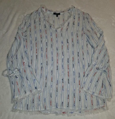 Anthropologie Drew Manga Larga Boho Rayas Confeti Flecos Dobladillo Cuello en V Talla M Foto 1 de 4