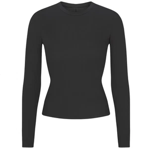 Skims Cotton Rib Langarm T-Shirt, Ruß, XL - Bild 1 von 4
