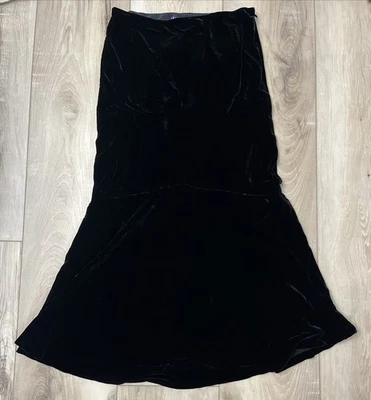Ralph Lauren Collection Purple Label Women Velvet Silk Maxi Skirt Black Size 6 - Image 1 of 4