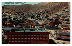BISBEE, ARIZONA - GESCHÄFTSTEIL - VOGELPERSPEKTIVE - 1912 - ALTE POSTKARTE - Bild 1 von 2