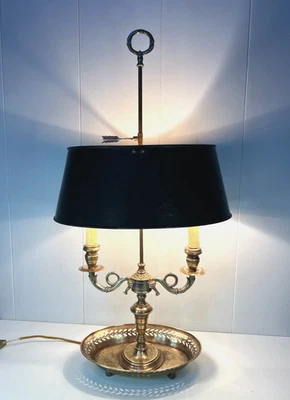 GRANDE LAMPE BOUILLOTTE DE STYLE LOUIS XVI BRONZE ET TÔLE XXème - Photo 1/4