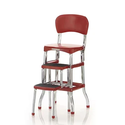 Cosco Retro Counter Chair/Step Stool, Sliding, Red - Image 1 of 4