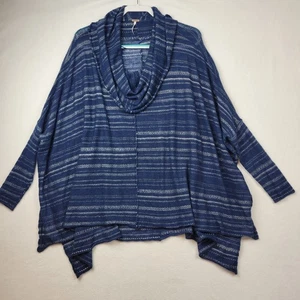 Free People Cowl Neck Sweater Size Small Striped Oversized Poncho Top Women - Picture 1 of 15