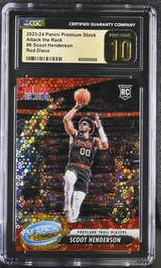 Scoot Henderson 2023-24 Hoops Premium Stock #6 Attack The Rack Red Disco /99 - Picture 1 of 2