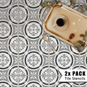 Tile Stencils - Bathroom Kitchen Wall Floor Tiles & Patio Slabs - Canterbury - Picture 1 of 2