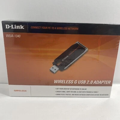 D-link WUA-1340 Wireless G USB 2.0 Adapter DLink USB for Computer SEALED NEW - Image 1 of 4