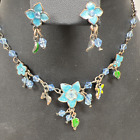 Ensemble boucles d'oreilles collier floral bleu multicolore bijoux pour femmes