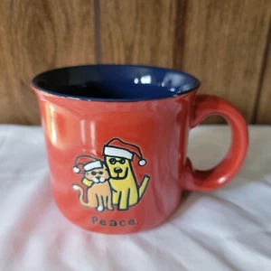 Life Is Good Peace Dog Cat Coffee Cup Mug Holiday Red New - Picture 1 of 3