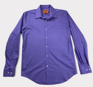 Egara Mens Dress Shirt Purple Slim Fit Spread Collar Buttons Stretch 16 34/35 - Picture 1 of 9