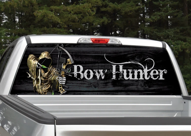 Наклейка на заднее окно Grim Reaper «Bow Hunter» черная деревянная графика для внедорожника грузовика - Изображение 1 из 1