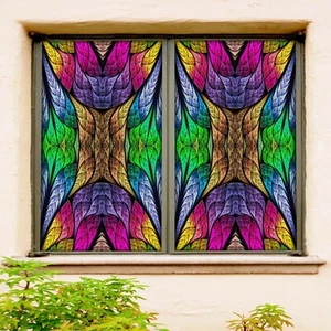 3D Colorful 1152NAN Window Film Print Sticker Cling Stained Glass UV Block Fay - Picture 1 of 11