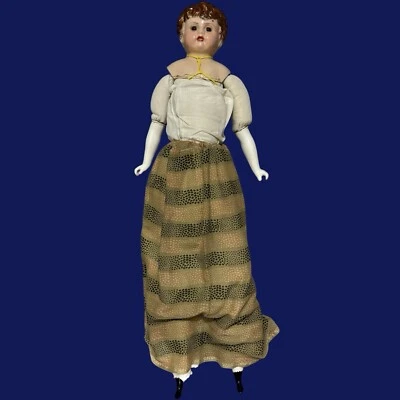 "Muñeca antigua alemana Minerva 31"" de largo con cabeza de hojalata cuerpo de tela extremidades de porcelana" Foto 1 de 4