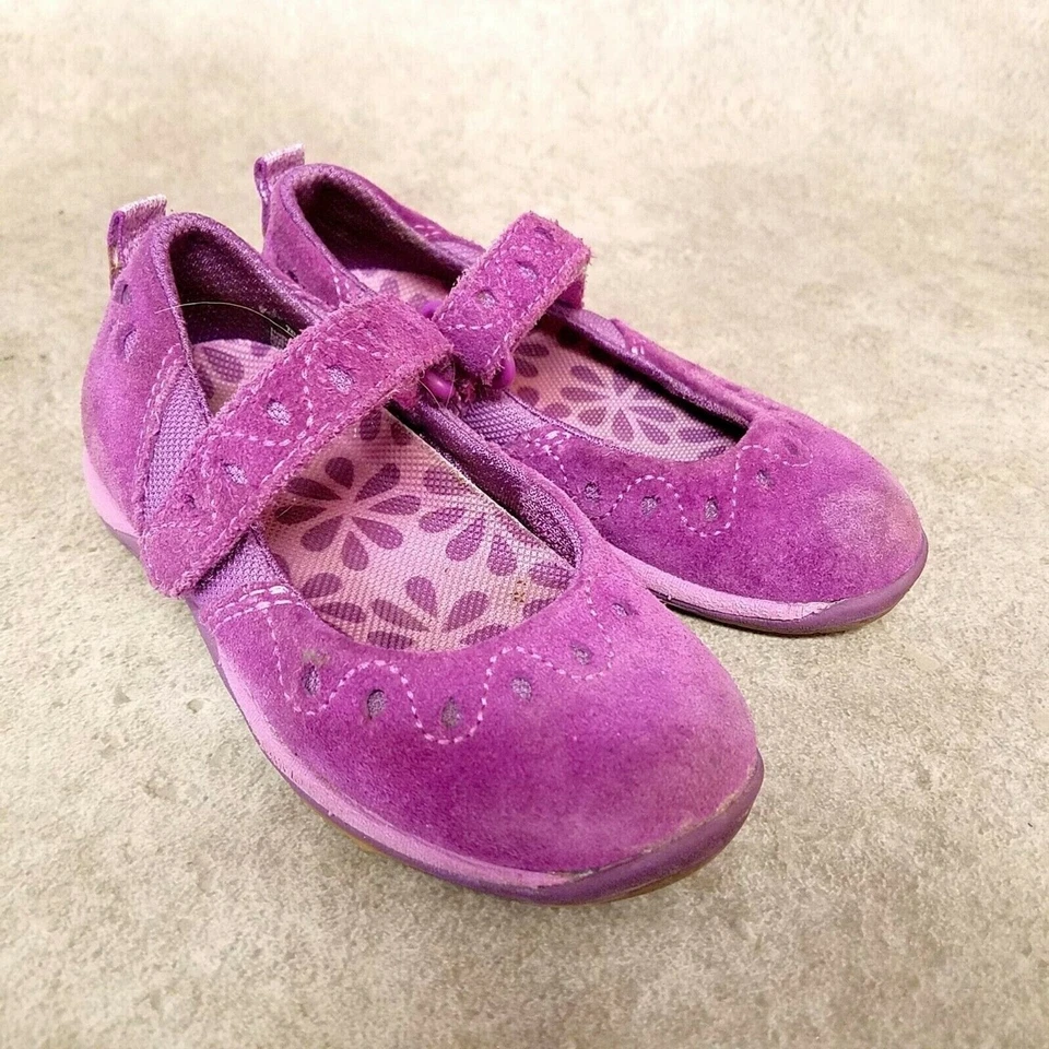 LL Bean Niñas Pequeñas 289114 Talla 7 Púrpura Gamuza Sin Cordones Mary Jane Pisos Foto 1 de 4