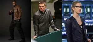 Stephen Amell Arrow Oliver Queen Katie Cassidy Leather Jacket for Men and Women - Picture 1 of 45