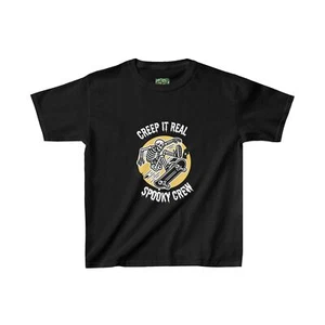 Kids Groovy Retro Halloween Skateboard Shirt Creep It Real Halloween School Safe - Picture 1 of 2