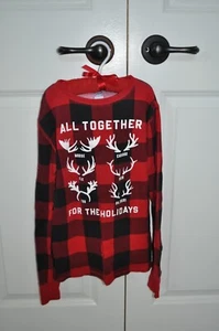 Old Navy youth unisex red buffalo check pajama top, size XL 12 - Picture 1 of 2
