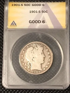 1901-S Barber Half Dollar ANACS G6 **KEY DATE** - Picture 1 of 4