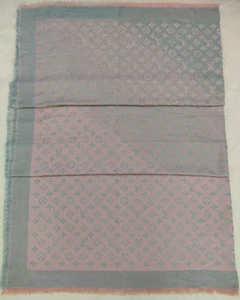 Louis Vuitton Scarf Square Shawl Wrap Stole Auth LV Logomania Gradient Monogram - Picture 1 of 13