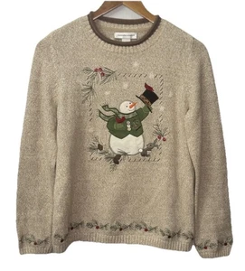 Christopher & Banks Sweater Women’s Size Small Holiday Christmas Winter Snowman - Picture 1 of 8