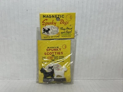 Vintage Spunky Dogs Magnetic Scotties. Black & White Dogs YOU PICK QUANTITY - Image 1 of 4