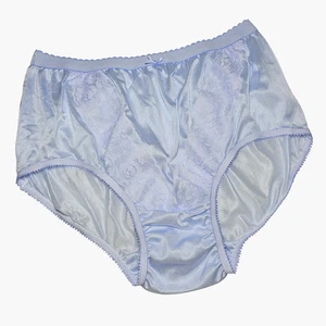 Vintage Silky Nylon Panty Bluish Purple Sissy Lace Granny Brief Sz. 8 Hip 40-44" - Picture 1 of 21
