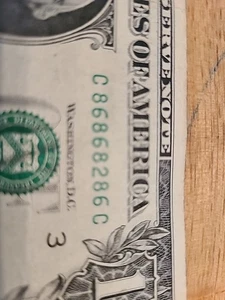 86868286. $1 FRN Fancy Near Super Repeater Serial Number. - Picture 1 of 3