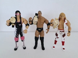 Jakks WWE Classic Superstars Champions The Rock, Shawn Michaels, Bret Hart - Picture 1 of 13