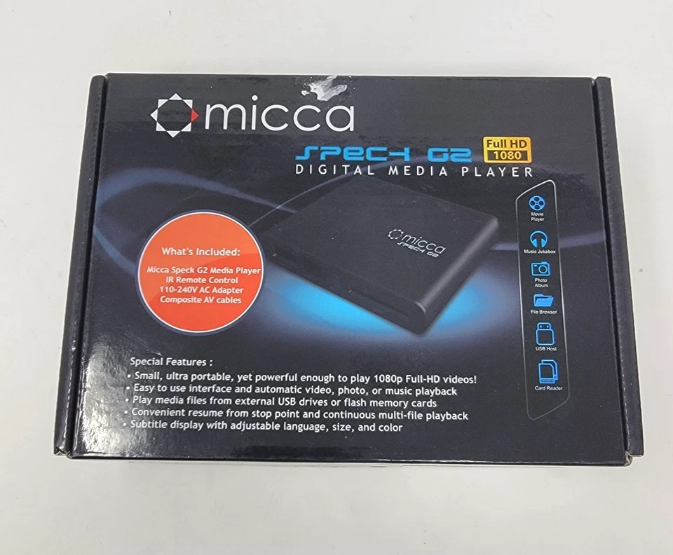 Micca Speck G2 1080 Full-HD Ultra Portable Digital Media Player New Sealed - Image 1 of 4