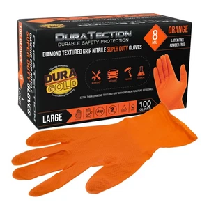 Guantes de nitrilo con textura de diamante Duratection 8Mil Super Duty, caja de 100, grandes - Imagen 1 de 5