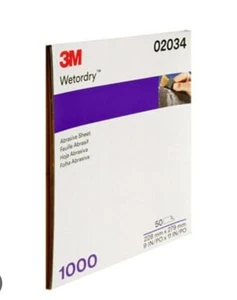 3M 02034 Wetordry Abrasive Sheet 1000 Grit 9 in x 11 in 3M 2034 (50 sheets) NEW! - Bild 1 von 1