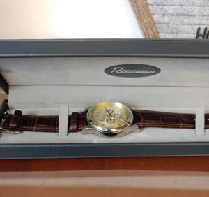 NEW Rousseau Men's Watch 60352-961 Stainless Steel Automatic 37 Jewels Leather - Picture 1 of 10