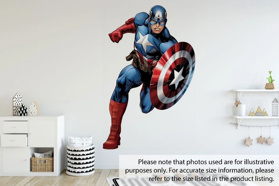 Capitan America Marvel Avengers 3d Wall Sticker Removable Children Bedroom Vinyl - Image 1 of 2
