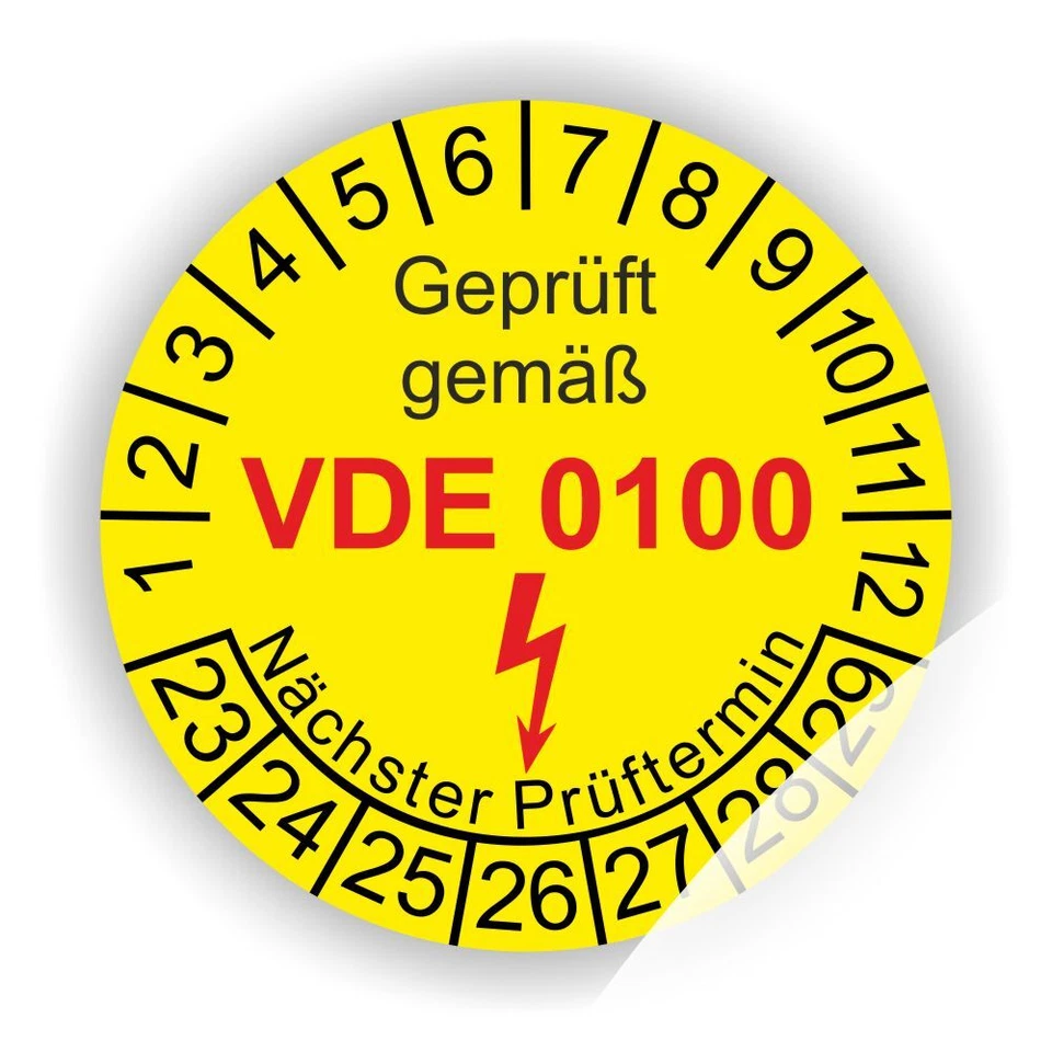 Prüfplaketten Blitz Elektro geprüft E-Check VDE 0100 Wartungsetiketten Ø:30mm