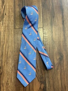 Corbata de cuello de seda pura con estampado de velero a rayas azules Brooks Brothers Makers para hombre 60” - Imagen 1 de 5