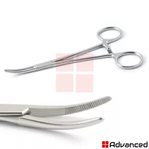 Pinza di bloccaggio emostatica Kelly curva 5,5" ganasce seghettate pinza morsetto arteria - Foto 1 di 1