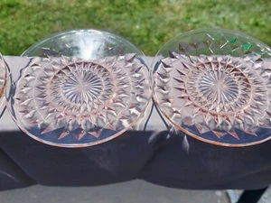 Vintage Diamond Design Pink Depression Glass 5.5" Plates 6 - Picture 1 of 5