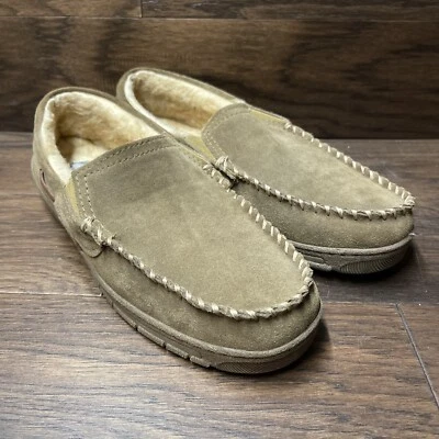 Eddie Bauer 男式 West Haven 麂皮绒记忆泡沫一脚蹬莫卡辛棕褐色 XL (11-12) — 第 1/4 张图片