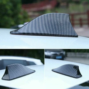 Shark Fin Car Roof Antenna Carbon Fiber Radio FM AM Antena Radio Universal Screw - Picture 1 of 12