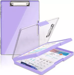 Clipboard with Storage,Heavy Duty Clip Boards 8.5X11 with 2 Storage Case,Clear V - Picture 1 of 12