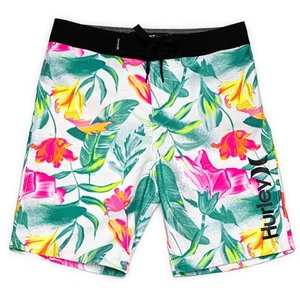 Hurley Boys', Printed Board Shorts, White Floral Size 4, 5, 6, 7 - Picture 1 of 7