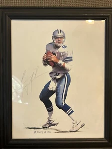 Troy Aikman Autographed 11x14 Lithograph Framed printers proof 5 of 10 - Picture 1 of 2